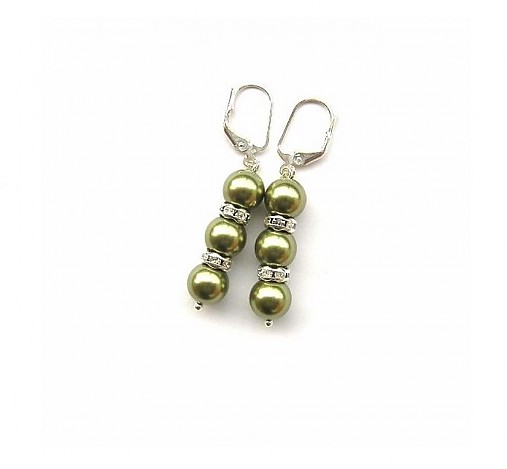 Náušnice - Perly Swarovski olivové - 1695864