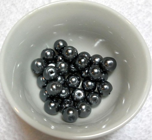 Voskované perly 6mm-30ks (šedá tmavá)