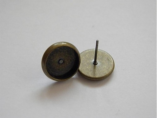 Komponenty - Puzeta - lôžko kruh - starobronz -10mm -1 pár (Pu510) - 1924716