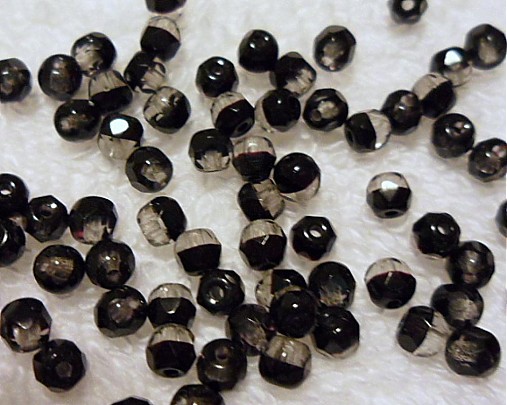 Sklenené brúsené korálky 4mm-1ks (14-čierna/krystal)
