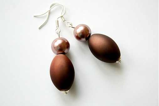 Náušnice - hnedé olivky - 2125255