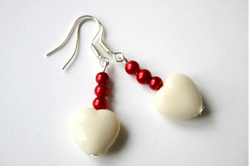 Náušnice - smotanové srdiečka - 2132877