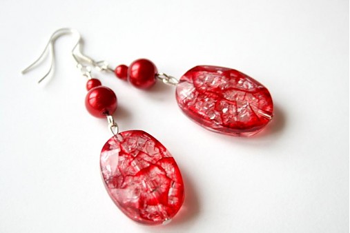 Náušnice - červené bonpari :) - 2132902