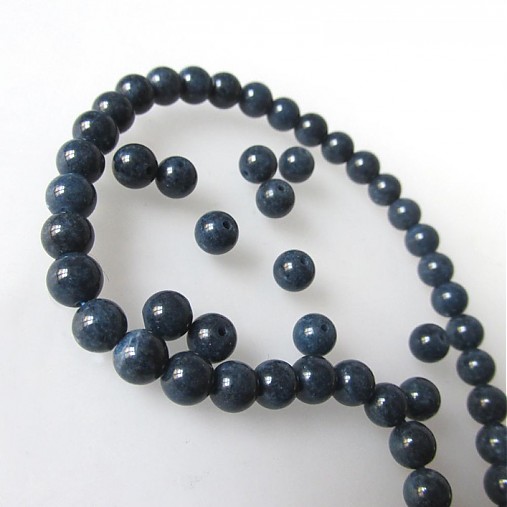 Minerály - Jadeit korálka / 6mm / balenie 10ks (NavyBlue) - 2211253
