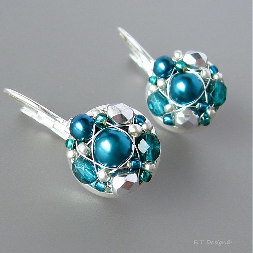 Náušnice - Náušničky Petrol flower...  - 2326447