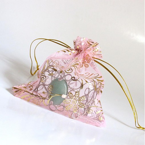 Obalový materiál - Organzové vrecúško 10x12cm s potlačou (Ratolesti-ružové) - 2608857