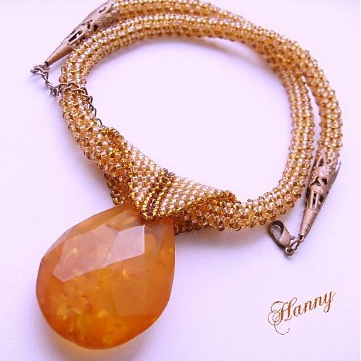 Náhrdelníky - Náhrdelník Amber tear - 2660873