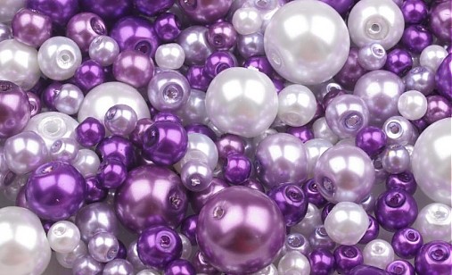  - Voskované perličky 50 g - bielo-fialové - 2714601