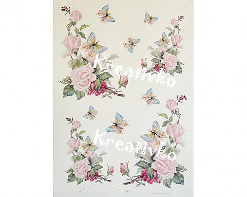  - Decoupage papier - Ruže a motýle - 2781930