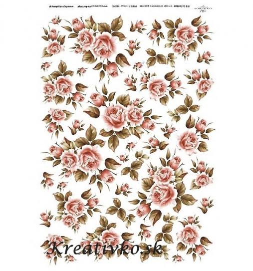  - Ryžový papier - R 0033  Ružičky hnedé - 2782144