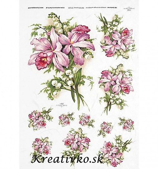  - Ryžový papier - R 0220  Ružový kvet a konvalinky - 2784498