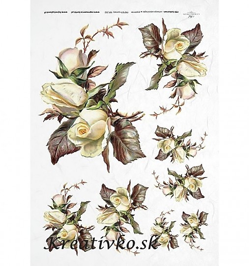  - Ryžový papier - R 0252  Biele ruže - 2784706