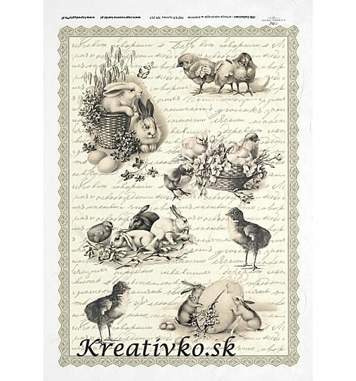  - Ryžový papier - R 0267  Zajace a kuriatka - 2785033
