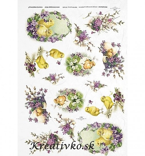  - Ryžový papier - R 0299  Kuriatka a fialky - 2785152