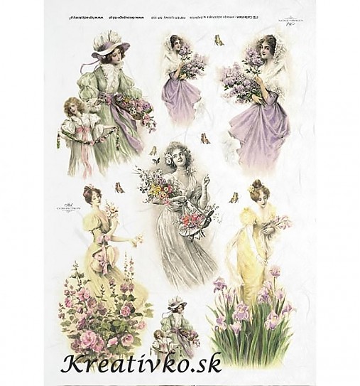  - Ryžový papier - R 0319  Dámy s kvetmi - 2786532