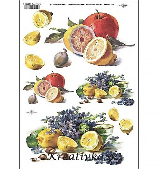 - Ryžový papier - R 0396  Citróny a fialky - 2787111