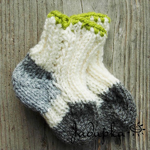  - Detské ponožky Jadupka béžovo-sivo-zelené - 2836238