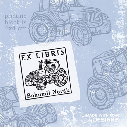 Materiál ručne robený - Traktor: pečiatka (4x4 cm) - 2873381