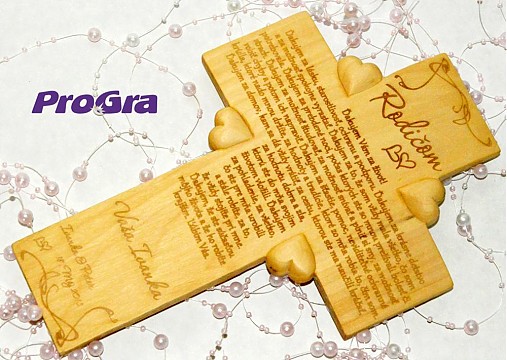Dekorácie - Svadobný krížik štvorsrdiečkový - "Poďakovanie rodičom" - bledý - 1ks - 2890700