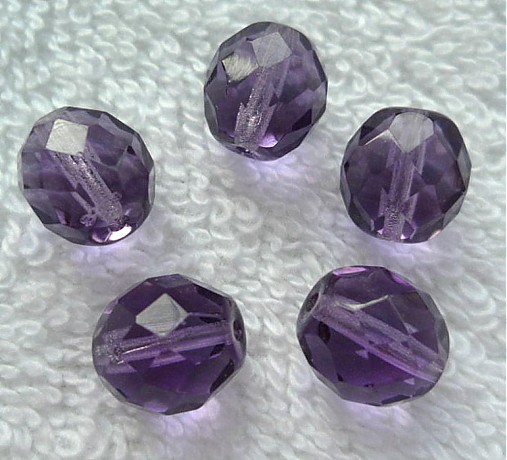 Sklenené brúsené korálky 10mm-1ks (2-fialová)