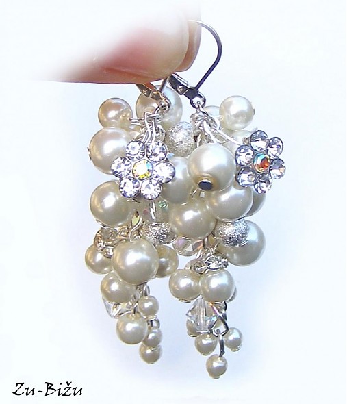 Náušnice - Svadobné náušnice Ivory strapce - 2922106