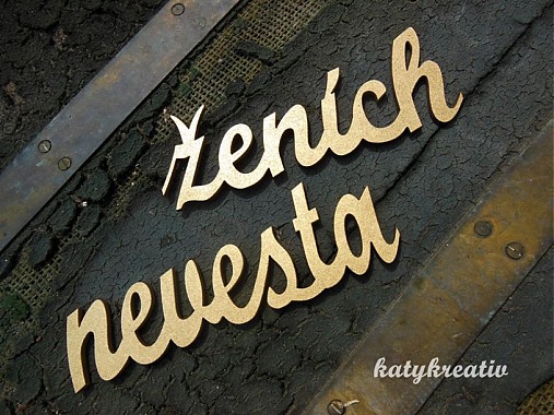 Tabuľky - zlaté nápisy nevesta a ženích - 2933381