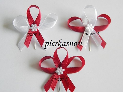 Svadobné pierka - svadobné pieko - bielo - bordové s bielym kvietkom - 3059521