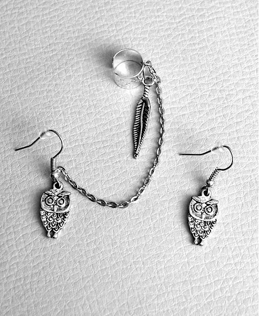 Náušnice - Ear cuff sovička - 3117822