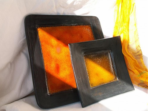 Svietidlá - svietnik oranžovo žlto čierny - 3119936