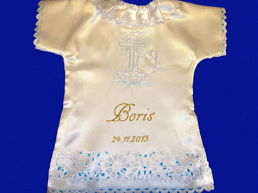 Detské oblečenie - Košieľka na krst saténová - 3285346