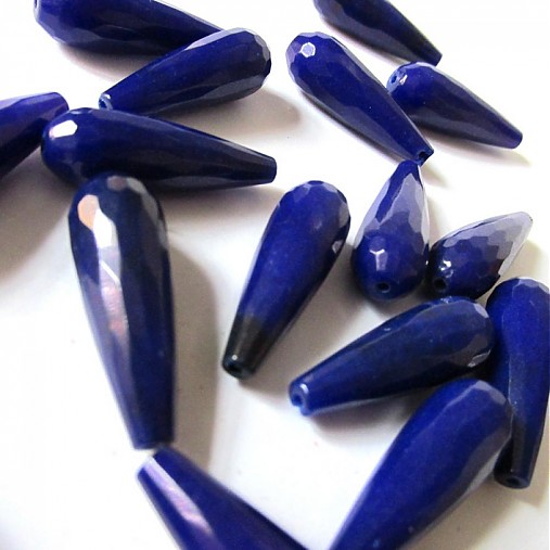 Minerály - Jadeit korálka / kvapka fazet. 29x11 (Indigo) - 3349099