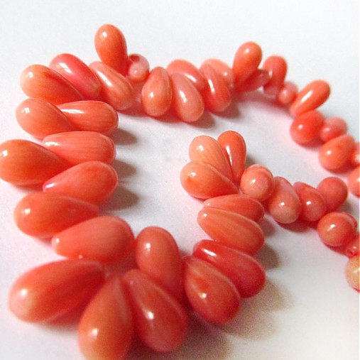 Minerály - Koral korálka / kvapka 9x5mm (Salmon Pink) - 3351235
