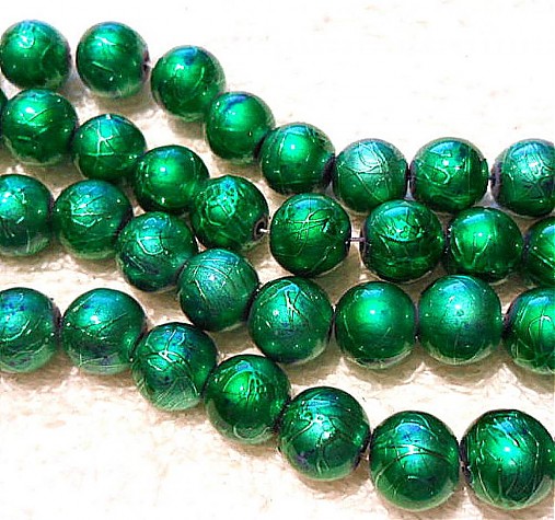 Metalizované korálky 10mm-10ks (zelená pastel)