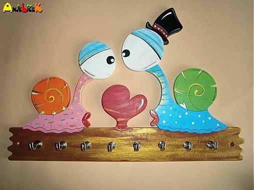 Dekorácie - Vešiak na kľúče - slimáky - 3469765