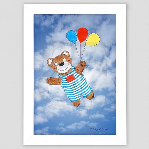 Medvedík s balóniky maľovaný obrázok