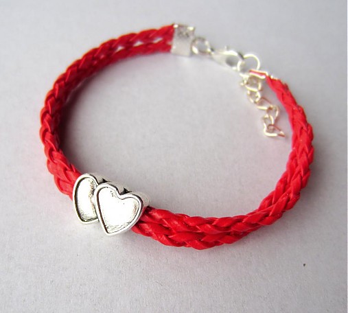 Náramky - Kabbalah, kožený s dvojsrdriečkami .) - 3502081