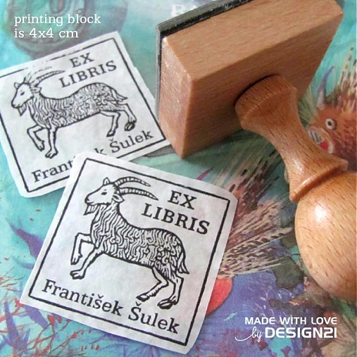 Materiál ručne robený - Kozorožec, pečiatka 4x4 cm - 3510596