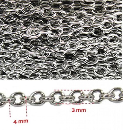 Komponenty - Oceľová retiazka 4x3x0,8 mm /M9505/ - nerez.oceľ 304 - 3565322