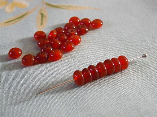 Minerály - karneol rondelky, 6 x 3 mm - 448931