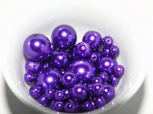 Voskované perly MIX4-12mm (tm.fialová)