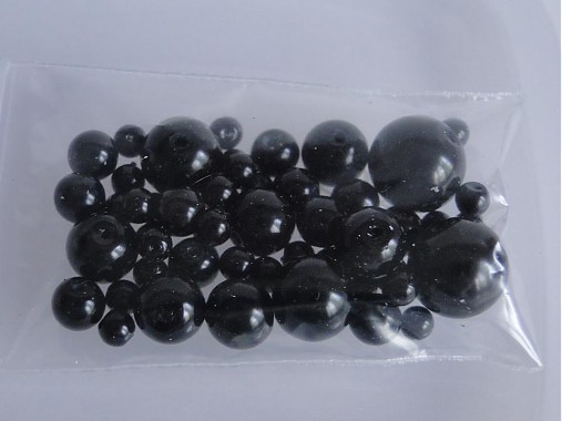 Voskované perly MIX4-12mm (čierna)