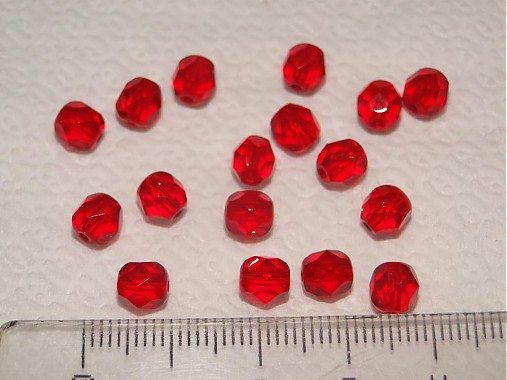 Sklenené brúsené korálky 6mm-1ks (10-červená)