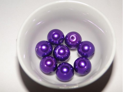 Voskované perly 10mm-8ks (tm.fialová)