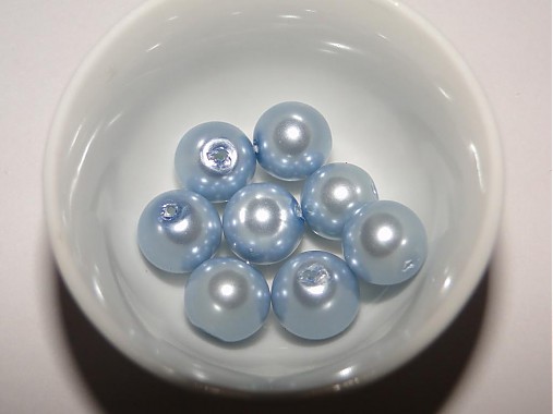 Voskované perly 10mm-8ks (sv.modrá)