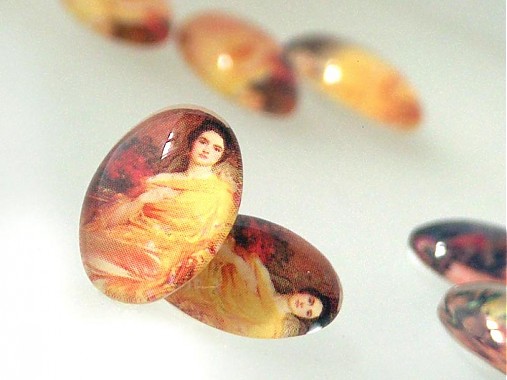 Komponenty - Vintage sklenený kabošon s motívom / 13x18mm (Antoinette) - 876272