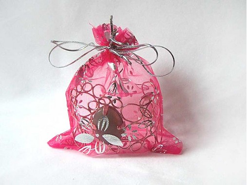 Obalový materiál - Organzové vrecúško 10x12cm s potlačou (Flora) - 881340