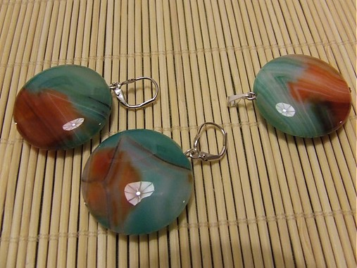 Náušnice - Zelené acháty - 940371