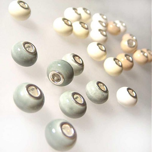 Korálky - "Pandora style" porcelánová (svetlá sivá) - 972456