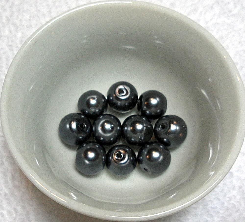Voskované perly 8mm-10ks (šedá tmavá)