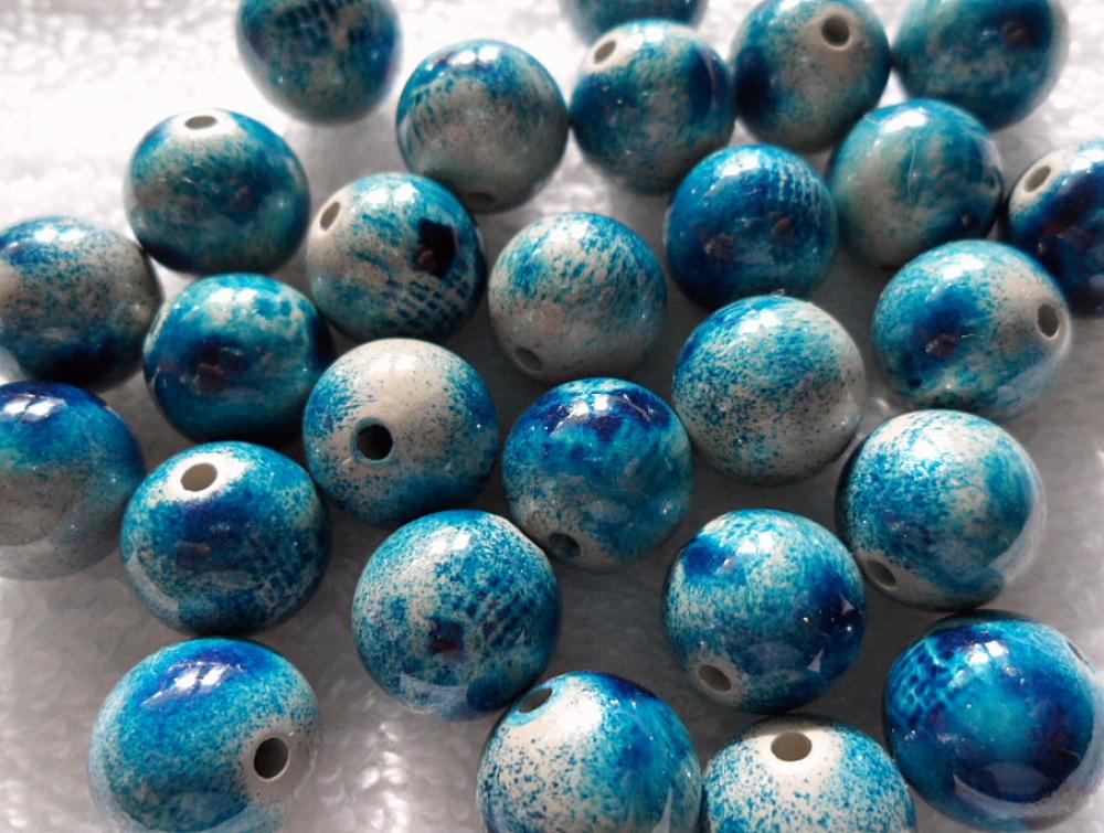 Korálka plast potlač 12mm-10ks